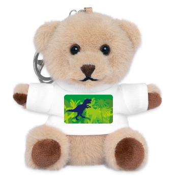Urwald Dinos T- Rex - grün - Teddy Schlüsselanhänger - Weiß - Vorne