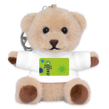 Langes dünnes Monster & Farbkleckse - grün blau - Teddy Schlüsselanhänger - Weiß - Vorne