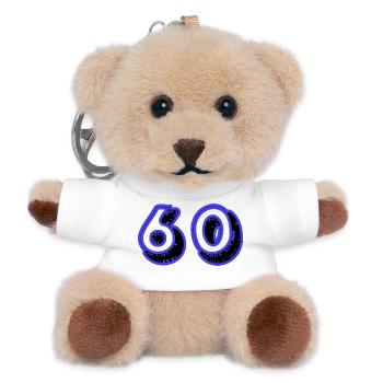 60. 60 YEARS. 60th ANNIVERSARY. 60TH BIRTHDAY. - Teddy Keyring - white - Front