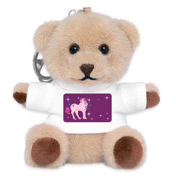 Fantasy Einhorn mit Sternchen - lila  - Teddy Schlüsselanhänger - Weiß - Vorne