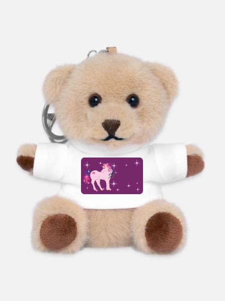 Fantasy Unicorn with Star - Purple - Teddy Keyring - white