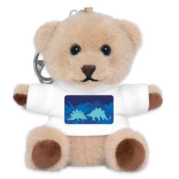 Urwald Dinos Stegosaurus | personalisierbar - Teddy Schlüsselanhänger - Weiß - Vorne