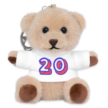 20. 20 JAHRE. 20-JÄHRIGES JUBILÄUM. 20-JÄHRIGES JUBILÄUM. - Teddy Schlüsselanhänger - Weiß - Vorne