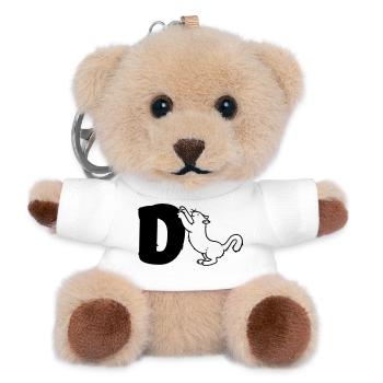 Katze Buchstabe D - Teddy Schlüsselanhänger - Weiß - Vorne