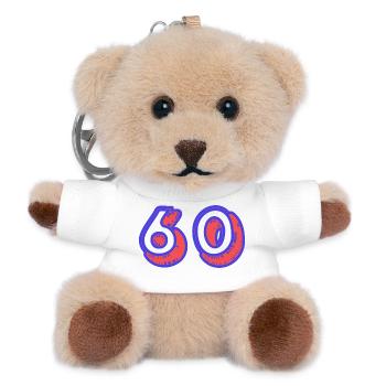 60. 60 YEARS. 60th ANNIVERSARY. 60TH BIRTHDAY. - Teddy Keyring - white - Front