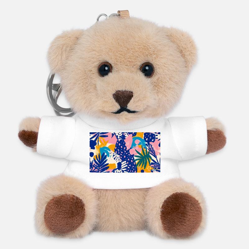 Tropical Abstract Pattern - Teddy Keyring - white