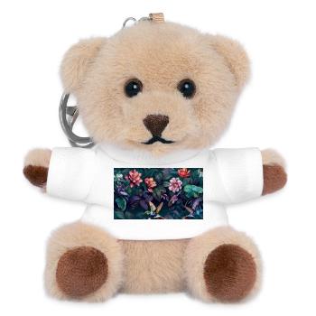 Nachtaktive tropische Blumen Kolibris - Teddy Schlüsselanhänger - Weiß - Vorne