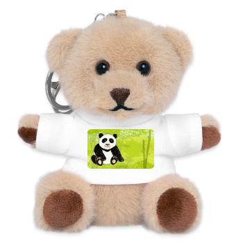 Panda assis ours dans une forêt de bambous verts - Porte-clés ourson - blanc - Devant