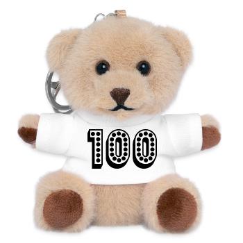 100. 100 YEARS. 100th ANNIVERSARY. BIRTHDAY 100 - Teddy Keyring - white - Front