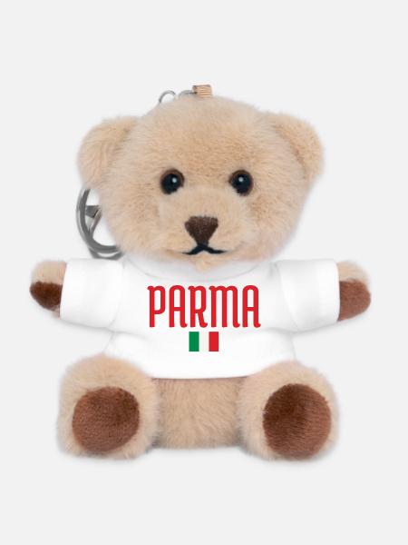 Parma Italy Flag Design - Teddy Keyring - white