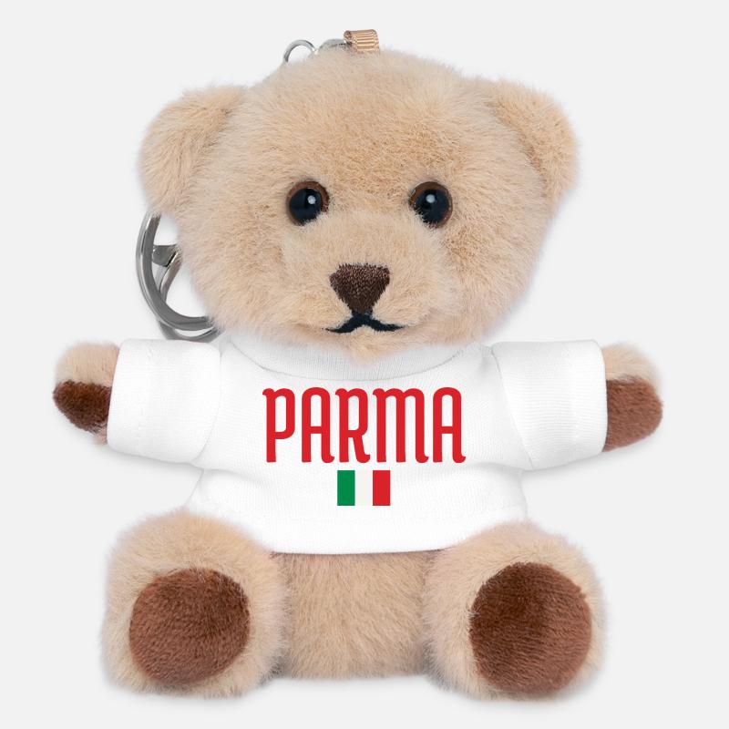 Parma Italy Flag Design - Teddy Keyring - white