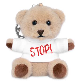 STOP. HUMOR. MESSAGE. QUOTATION. PANEL. DAD - Teddy Keyring - white - Front