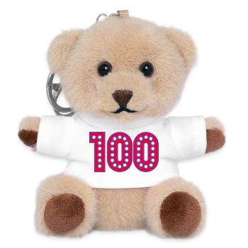 100. 100 YEARS. 100th ANNIVERSARY. BIRTHDAY 100 - Teddy Keyring - white - Front