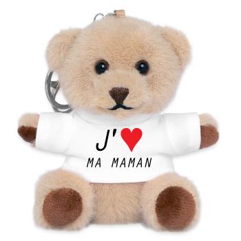 J'aime ma maman - Fête des Mères - Porte-clés ourson - blanc - Devant
