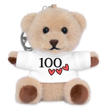 100. 100 YEARS. 100th ANNIVERSARY. BIRTHDAY 100 - Teddy Keyring - white - Front