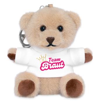 Team Braut Kronen Pink Design - Teddy Schlüsselanhänger - Weiß - Vorne