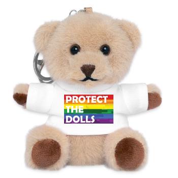 PROTECT THE DOLLS RAINBOW - Teddy Keyring - white - Front