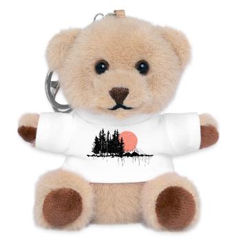 Nachtwald Silhouette Design - Teddy Schlüsselanhänger - Weiß - Vorne