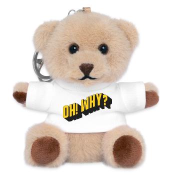 OH! WHY? – Retro text design - Teddy Keyring - white - Front