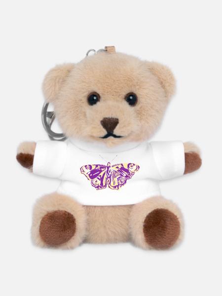 Lila-Gelber Schmetterling - Teddy Schlüsselanhänger - Weiß