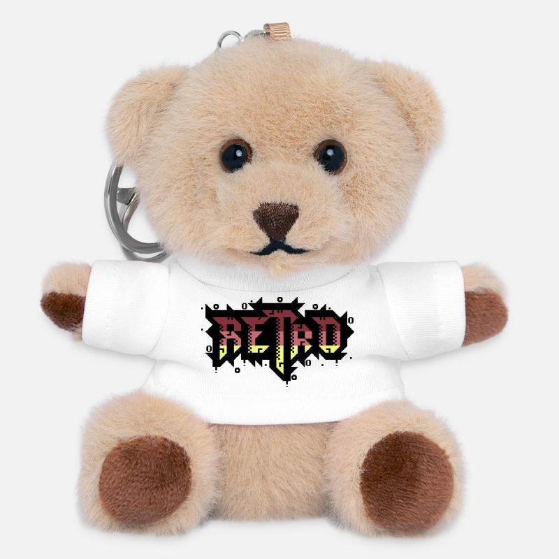 PETSCII Graffiti Retro - Teddy Keyring - white