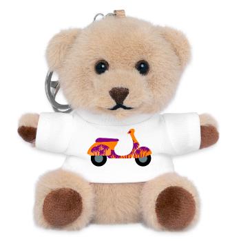 Scooter Palmiers Italie Vacances Été Mobylette Fun Fan - Porte-clés ourson - blanc - Devant
