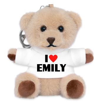 I love Emily Red Heart Love Fan Gift - Teddy Keyring - white - Front