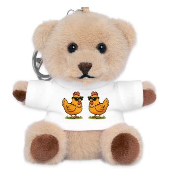 Hühner mit Sonnenbrillen - Teddy Schlüsselanhänger - Weiß - Vorne