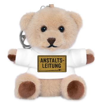 Anstaltsleitung – Lustiger Spruch für Chaosmanager - Teddy Schlüsselanhänger - Weiß - Vorne
