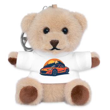 Schneller Sportwagen mit Bergpanorama - Teddy Schlüsselanhänger - Weiß - Vorne