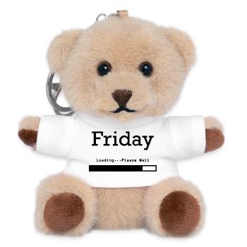 Friday Loading: Endlich Freitag & Wochenende - Teddy Schlüsselanhänger - Weiß - Vorne