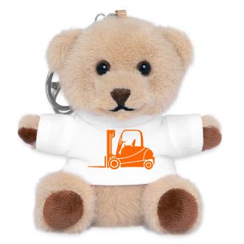 Forklift Silhouette: Transport & Forklift Driver - Teddy Keyring - white - Front