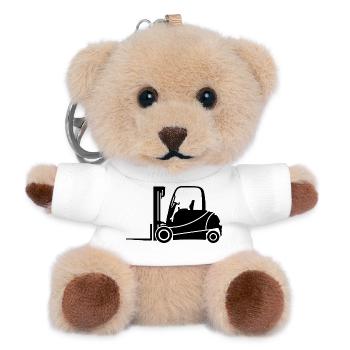 Forklift Silhouette: Transport & Forklift Driver - Teddy Keyring - white - Front