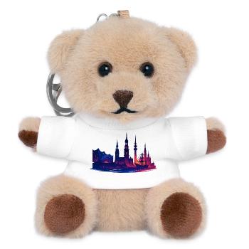 Hamburg Stadt Silhouette galaktisch edel Geschenk - Teddy Schlüsselanhänger - Weiß - Vorne