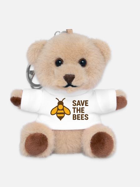 Save the Bees – Bee Logo - Teddy Keyring - white