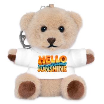 HELLO SUNSHINE – Aquarell Retro 70s Design - Teddy Schlüsselanhänger - Weiß - Vorne