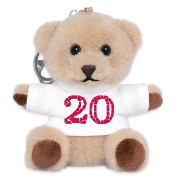 20. 20. JAHRESTAG. 20-JÄHRIGES JUBILÄUM. 20 JAHRE. - Teddy Schlüsselanhänger - Weiß - Vorne