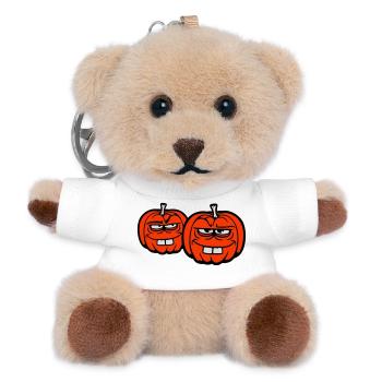 Two Naughty Pumpkins Silly Funny Halloween Team - Teddy Keyring - white - Front