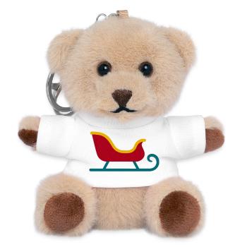 Retro Schlitten Silhouette - Teddy Schlüsselanhänger - Weiß - Vorne