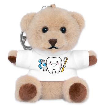Tooth Cartoon Dentist Design Dental - Teddy Keyring - white - Front