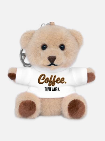 Coffee-Than-Work - Statement T-Shirt - Teddy Keyring - white