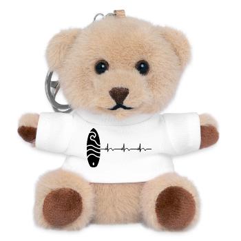 Surfboard Surfboard Surfer ECG Heartbeat - Teddy Keyring - white - Front