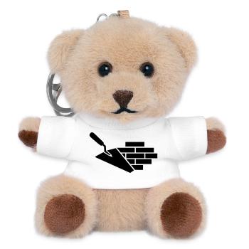 Maurer Logo mit Kelle & Ziegel - Teddy Schlüsselanhänger - Weiß - Vorne
