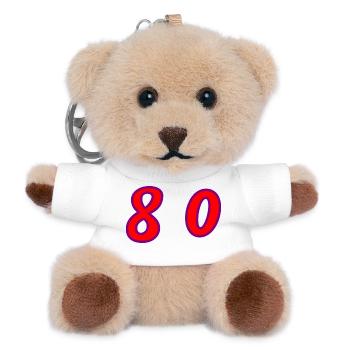 80. 80 JAHRE. 80. JUBILÄUM. 80-JAHRES-JUBILÄUM. - Teddy Schlüsselanhänger - Weiß - Vorne