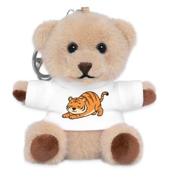 Pose d’étirement du tigre de Kawaii - Porte-clés ourson - blanc - Devant