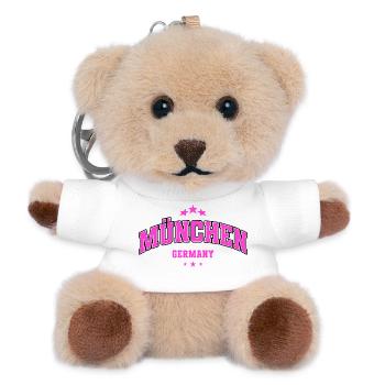 Munich Germany – Pink College Style - Teddy Keyring - white - Front