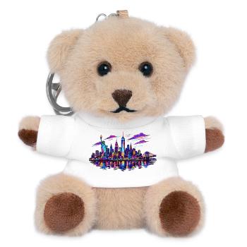 NYC Neon-Skyline Reflektion - Teddy Schlüsselanhänger - Weiß - Vorne