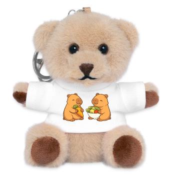 Capybara couple with vegetables – relaxed & cute - Teddy Keyring - white - Front