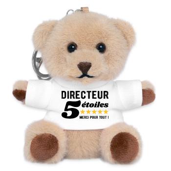 Cadeau Directeur 5 Étoiles - Merci pour tout ! - Porte-clés ourson - blanc - Devant