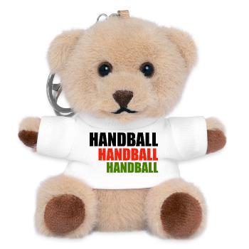 Handball Trio Schriftzug Rot Grün - Teddy Schlüsselanhänger - Weiß - Vorne